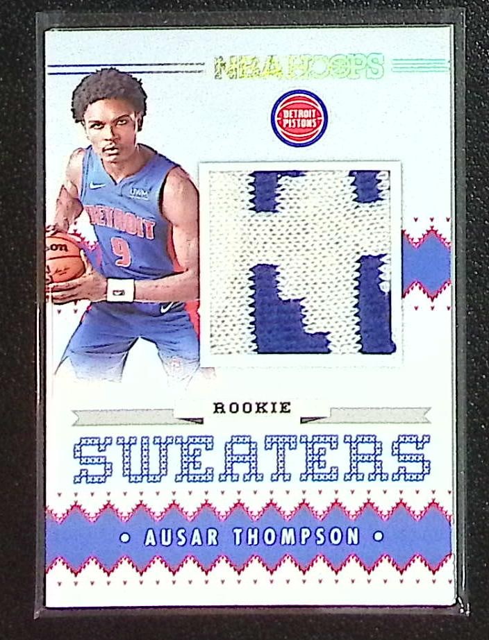 Ausar Thompson Rookie Sweaters 2023-24 Panini NBA Hoops #RSW-AST Detroit Pistons: Panini Select, Prizm, Mosaic, Contenders, Revolution, Phoenix, NBA Hoops, Rookie NFL Sports Trading Cards, Silver, SP, SSP, Wave Prizms, Numbered Cards, Basketball sports Cards for Sale Near Me, NBA C