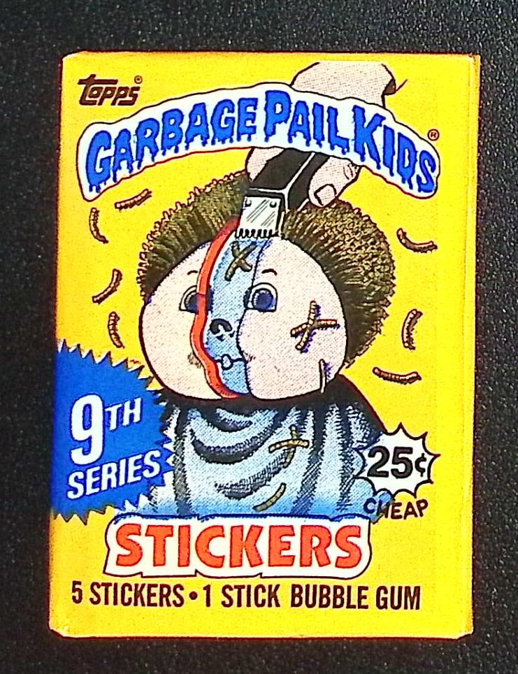 1987 Topps Vintage Garbage Pail Kids Retail Box Wax Pack - 9th Series: Sealed Packs this old have no card quality guarantees - Topps Trading Cards Sold on Line, Auction Lots for sale on line, Trading Card Stickers