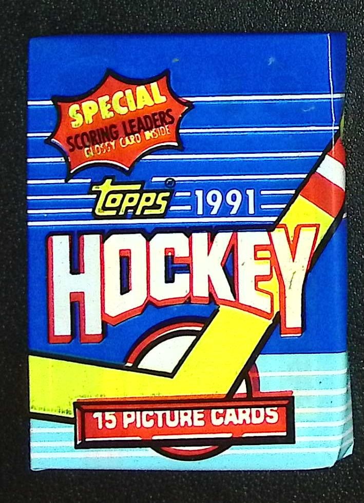 1991 Topps Hockey Card Retail Box Wax Pack Sports Cards: Topps Vintage Hockey NHL Trading & Sports Cards, Brett Hull, Ray Bourque, Patrick Roy, Mario Lemieux, Wayne Gretzky, Old Sports Cards for Sale Near Me, Stanley Cup & Hall of Fame Players, Valuable Auc