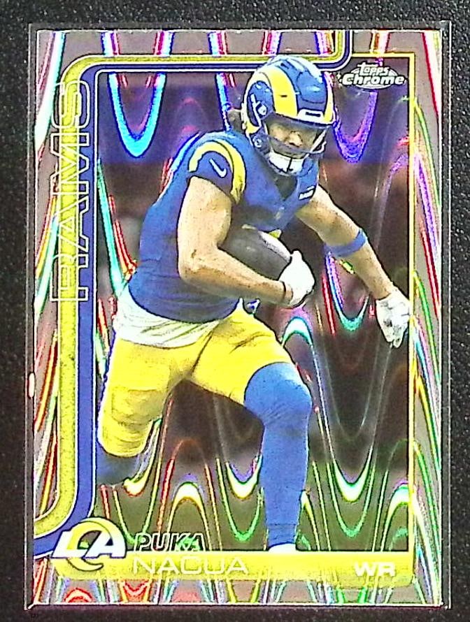 Puka Nacua Raywave Refractor 2025 Topps Chrome #166 Los Angeles Rams: Topps Chrome Football NFL Trading Sports Cards, Sports Cards for Sale Near Me, Super Bowl & Hall of Fame Player Cards, Resurgence, Composite, SP, SSP, Valuable Auction Memorabilia Lots For Sale On Lin