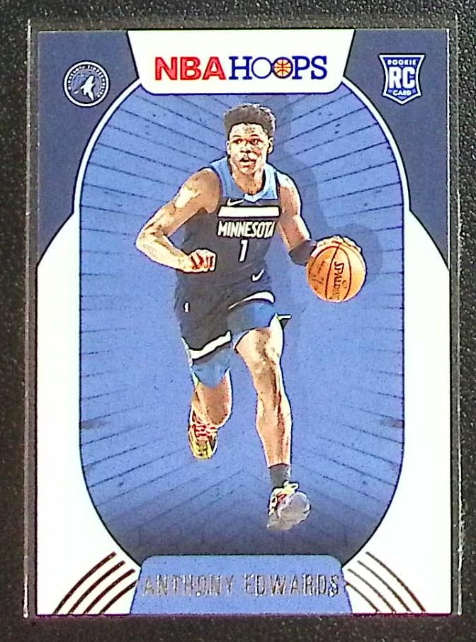 Anthony Edwards Rookie Card 2020-21 Panini NBA Hoops #216 Minnesota Timberwolves: Panini Select, Prizm, Mosaic, Contenders, Revolution, Phoenix, NBA Hoops, Rookie NFL Sports Trading Cards, Silver, SP, SSP, Wave Prizms, Numbered Cards, Basketball sports Cards for Sale Near Me, NBA C