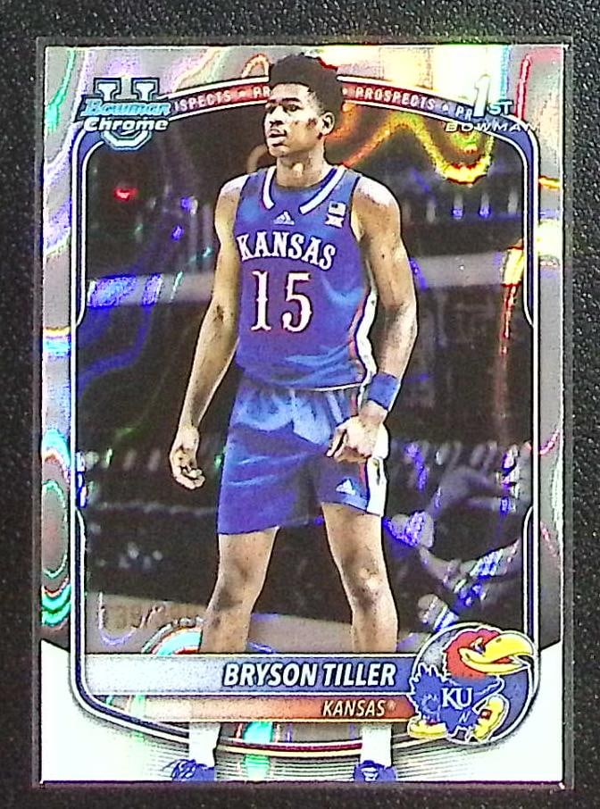 Bryson Tiller 1st Bowman Lava Refractor /399 2025-26 Bowman U Chrome #BCP-8 Kansas: Bowman Basketball NBA Trading & Sports Cards, Sports Cards for Sale Near Me, Chrome, Refractor, SP, SSP, Valuable Auction Memorabilia Lots Sold On Line, NBA Championship & Hall of Fame Player Cards