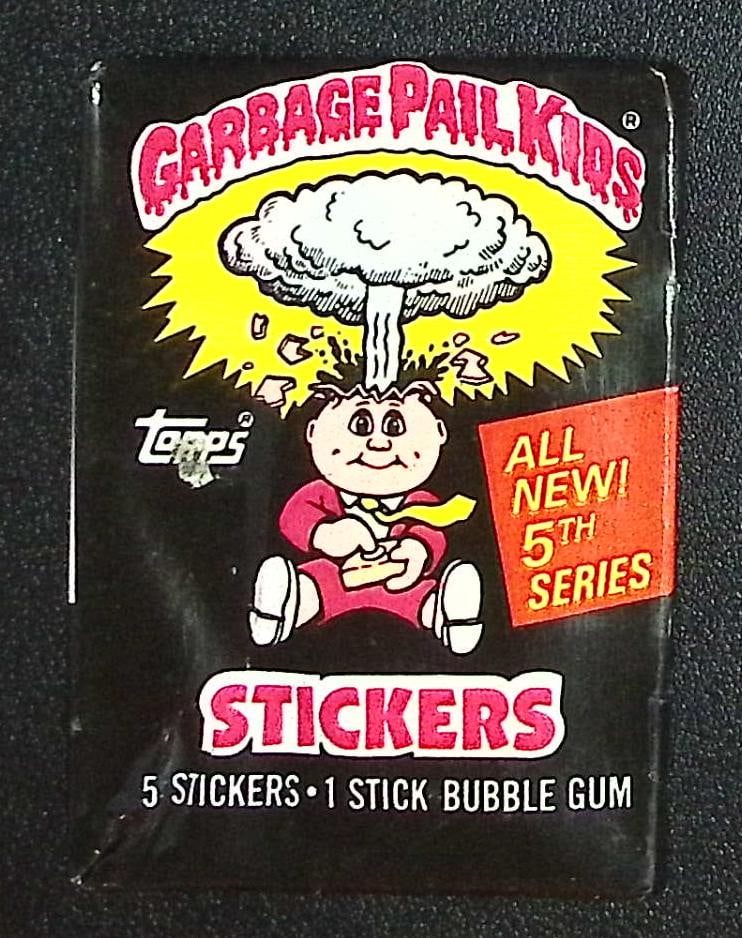 1986 Topps Vintage Garbage Pail Kids Retail Box Wax Pack - 5th Series: Sealed Packs this old have no card quality guarantees - Topps Trading Cards Sold on Line, Auction Lots for sale on line, Trading Card Stickers
