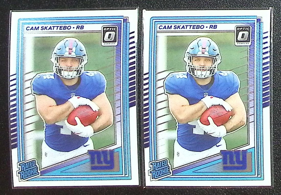 Lot of 2 Cam Skattebo Rookie Cards 2025 Donruss Optic #228 New York Giants: Panini Select, Prizm, Mosaic, Contenders, Zenith, Phoenix, Illusions, Absolute, Rookie NFL Sports Trading Cards, SP, SSP, Cards, Football Cards for Sale Near Me, Superbowl & Hall of Fame Player Cards,