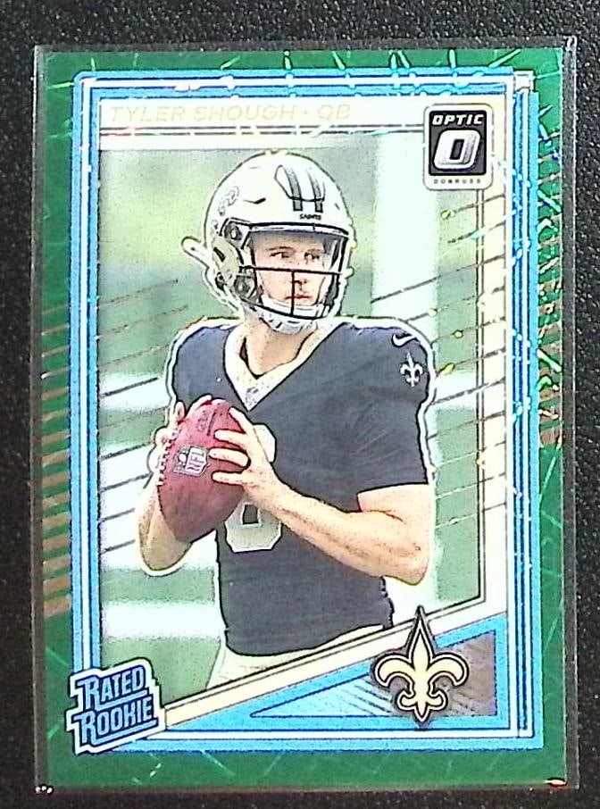 Tyler Shough Rookie Card Green Velocity Prizm 2025 Donruss Optic #223 Saints: Panini Select, Prizm, Mosaic, Contenders, Zenith, Phoenix, Illusions, Absolute, Rookie NFL Sports Trading Cards, SP, SSP, Cards, Football Cards for Sale Near Me, Superbowl & Hall of Fame Player Cards,