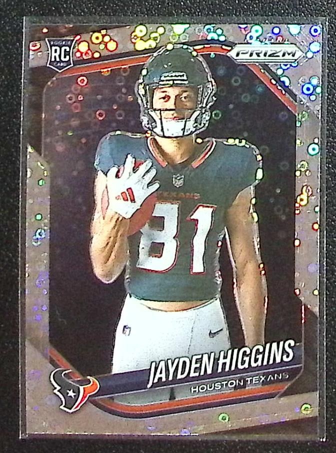 Jayden Higgins Rookie Card Variation Disco 2025 Panini Prizm #414 Houston Texans: Panini Select, Prizm, Mosaic, Contenders, Zenith, Phoenix, Illusions, Absolute, Rookie NFL Sports Trading Cards, SP, SSP, Cards, Football Cards for Sale Near Me, Superbowl & Hall of Fame Player Cards,