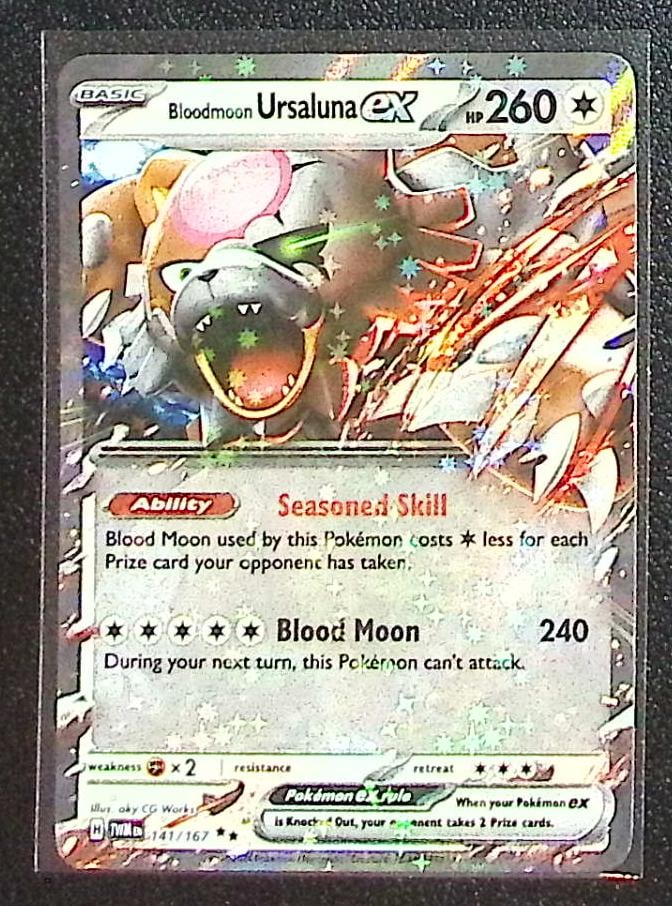 Pokmeon Twlight Masquerade Bloodmoon Ursaluna Ex #141: Pokemon Trading Card Game Cards, Charizard, Pikachu, Mewtwo, Reverse Holo, Holo Rare, Secret Rare Cards, Full Art Cards, Eevee, Ultra Rare Card, Illustration Rare, Special Illustration Rare SIR