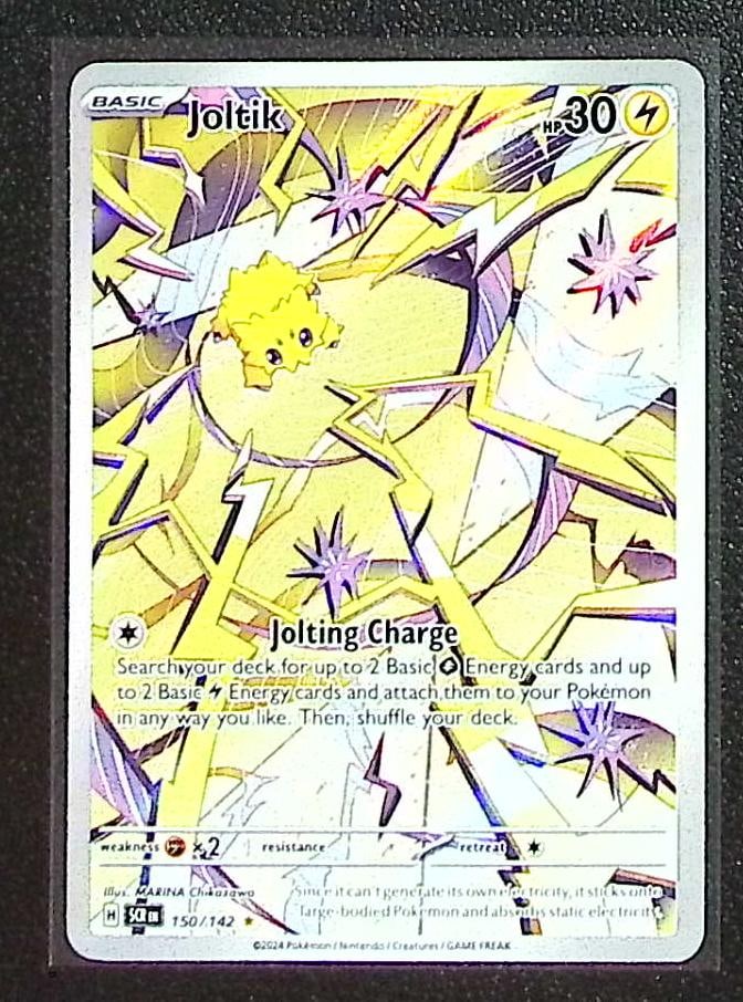 Pokemon Stellar Crown Joltik Illustration Rare #150: Pokemon Trading Card Game Cards, Charizard, Pikachu, Mewtwo, Reverse Holo, Holo Rare, Secret Rare Cards, Full Art Cards, Eevee, Ultra Rare Card, Illustration Rare, Special Illustration Rare SIR