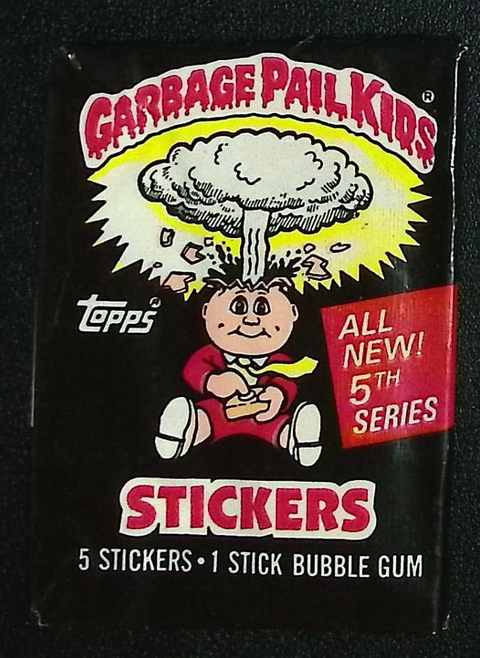 1986 Topps Vintage Garbage Pail Kids Retail Box Wax Pack - 5th Series: Sealed Packs this old have no card quality guarantees - Topps Trading Cards Sold on Line, Auction Lots for sale on line, Trading Card Stickers