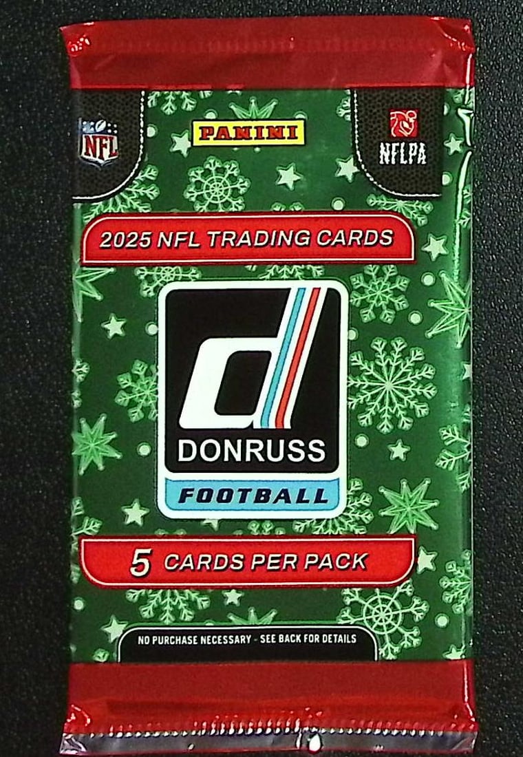 2025 Donruss Football CHRISTMAS TIN PACK- Cam Ward, Emeka Egbuka, Ashton Jeanty, Travis Hunter,: Donruss Football NFL Trading & Sports Cards, Rookie Cards in this set are Cam Ward, Emeka Egbuka, Ashton Jeanty, Travis Hunter, Omarion Hampton, Rated Rookie, Downtown SSP, Sports Cards for Sale Near