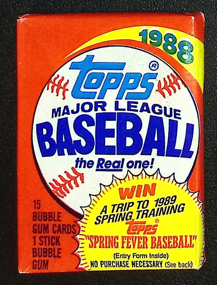 1988 Topps Series 1 Vintage Baseball Card Retail Box Wax Pack Sports Cards: Topps Vintage Rookie Basseball MLB Trading & Sports Cards, Rookie Cards in this Set are Tom Glavine, & Jim Abbott, Old Baseball and Sports Cards For Sale Near Me, World Series Players, Hall of Fame St