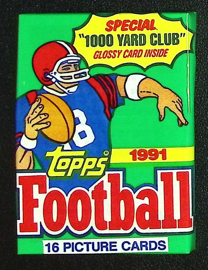 1991 Topps Football Card Retail Box Wax Pack NFL Trading Card, Sports Cards: Vintage Valuable Football NFL Trading & Sports Cards, Old Sports Cards Sold On Line, Auction Lots Sold On Line, Super Bowl and Hall of Fame Players, Dallas Cowboys, Buffalo Bills, Steelers, 49ers, Joe