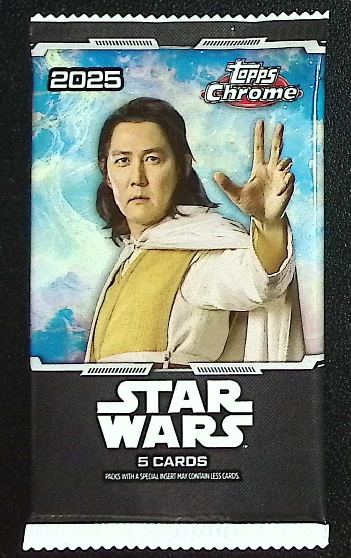 2025 Star Wars Topps Chrome Super Box Pack: Disney Topps Trading Cards of Movies & Television Shows, Refractors, Ray Waves, Numbered Rare Cards. Darth Vader, Luke Skywalker, Princess Leia, Mandalorian, Yoda, Grogu, Han Solo, Rebellion, Imperial