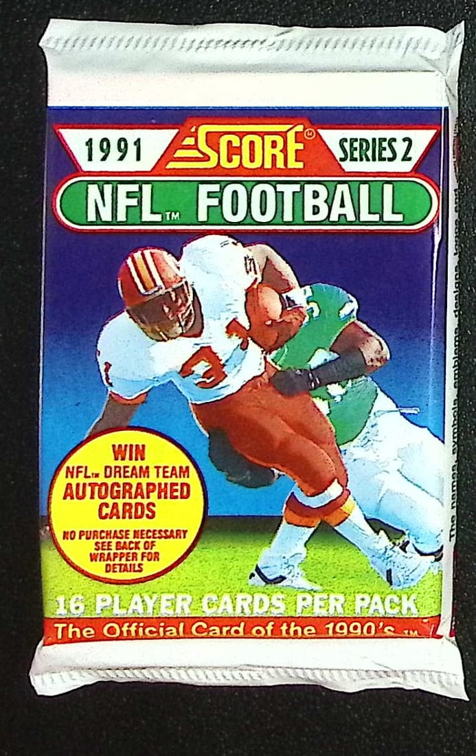 1991 Score Series 2 Vintage Football Card Retail Box Pack Sports Cards Brett Favre Rookie Card: Score Vintage Football Rookie NFL Trading & Sports Cards, Brett Favre Rookie Card, Emmitt Smith, Bo Jackson, Barry Sanders, Joe Montana, Jerry Rice, Old Sports Cards for Sale Near Me, Super Bowl &