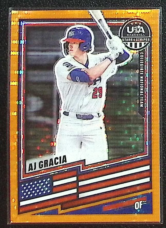 Aj Garcia Orange Pulsar /249 2026 Panini USA Baseball Stars & Stripes #127: Panini Baseball MLB Trading & Sports Cards, Sports Cards for Sale Near Me, Prizm, Mosaic, Select, SP, SSP, Auction Memorabilia Lots for Sale On Line, World Series & Hall of Fame Players