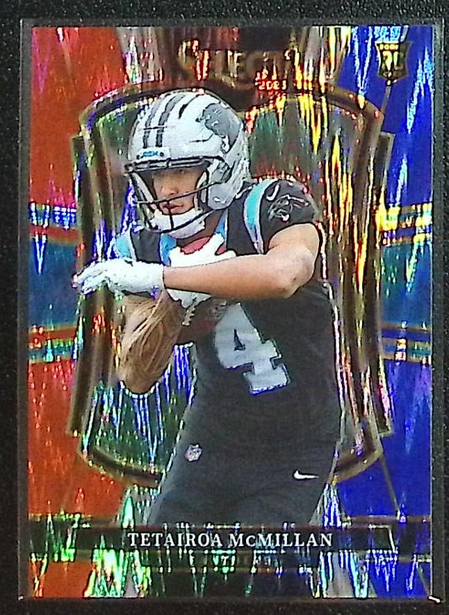 Tetairoa McMillan Rookie Card Red/Blue Shock Prizm 2025 Select #144 Panthers: Panini Select, Prizm, Mosaic, Contenders, Zenith, Phoenix, Illusions, Absolute, Rookie NFL Sports Trading Cards, SP, SSP, Cards, Football Cards for Sale Near Me, Superbowl & Hall of Fame Player Cards,