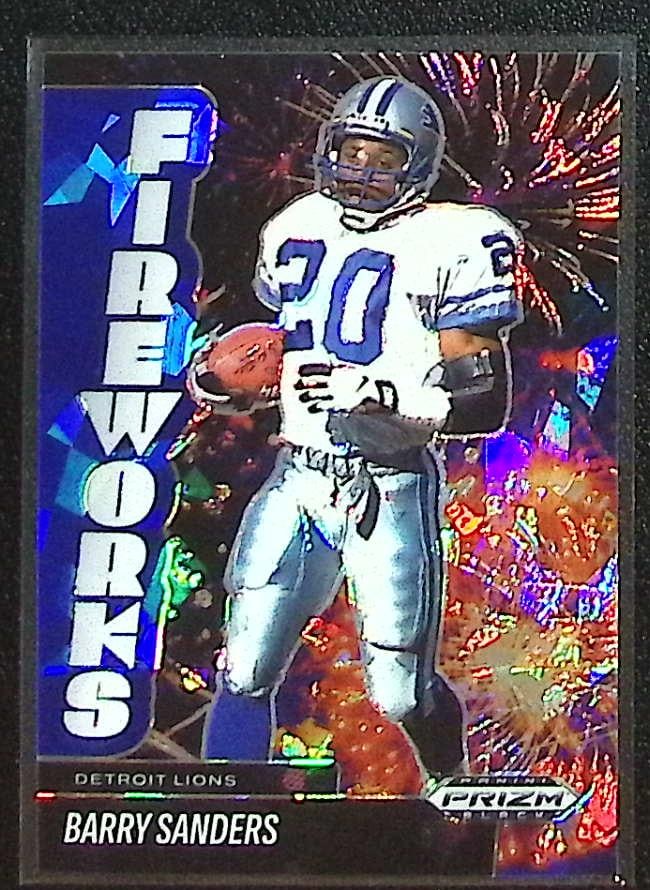 Barry Sanders Fireworks Blue Ice /125 2025 Panini Prizm Black #18 Detroit Lions (1 of 2)