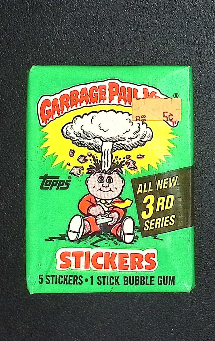 1986 Topps Vintage Garbage Pail Kids Retail Box Wax Pack - 3rd Series: Sealed Packs this old have no card quality guarantees - Topps Trading Cards Sold on Line, Auction Lots for sale on line, Trading Card Stickers