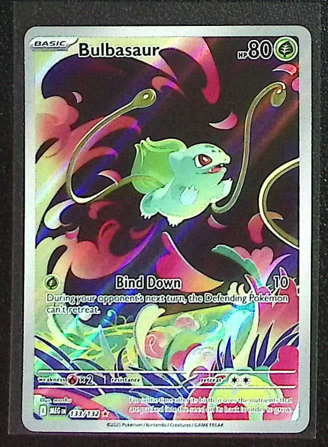 Pokemon Mega Evolution Bulbasaur Illustration Rare #133: Pokemon Trading Card Game Cards, Charizard, Pikachu, Mewtwo, Reverse Holo, Holo Rare, Secret Rare Cards, Full Art Cards, Eevee, Ultra Rare Card, Illustration Rare, Special Illustration Rare SIR