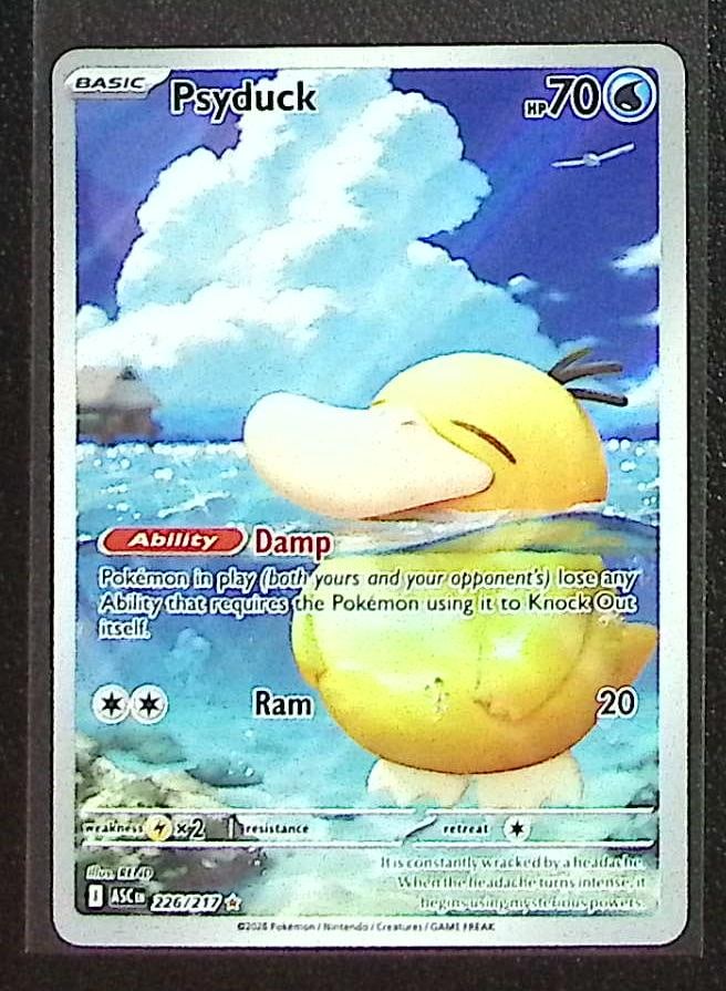 Pokemon Ascended Heroes Psyduck Illustration Rare #226: Pokemon Trading Card Game Cards, Charizard, Pikachu, Mewtwo, Reverse Holo, Holo Rare, Secret Rare Cards, Full Art Cards, Eevee, Ultra Rare Card, Illustration Rare, Special Illustration Rare SIR