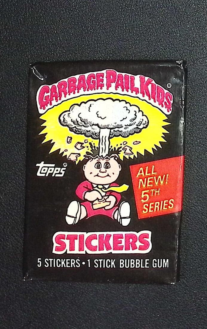 1986 Topps Vintage Garbage Pail Kids Retail Box Wax Pack - 5th Series: Sealed Packs this old have no card quality guarantees - Topps Trading Cards Sold on Line, Auction Lots for sale on line, Trading Card Stickers