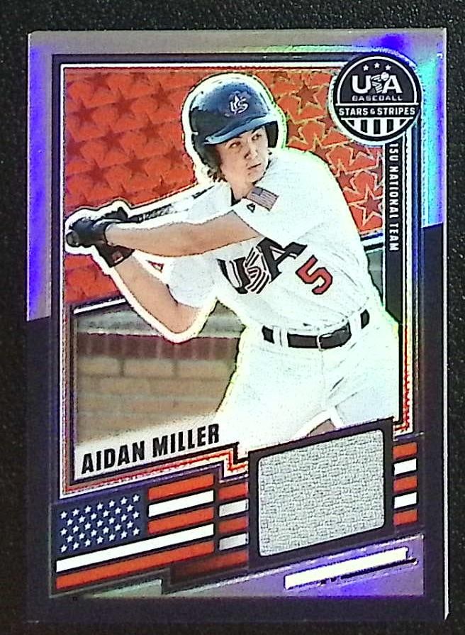 Aidan Miller Silver Prizm Patch 2026 Panini USA Baseball Stars & Stripes #USA-AM (1 of 2)
