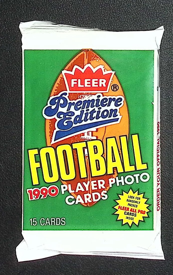 1990 Fleer Vintage Football Cards Premier Edition Retail Box Pack Sports Cards NFL Cards: Fleer Vintage Football NFL Trading & Sports Cards, Superbowl Memorabilia, Old Sports Cards for Sale Near Me, Emmitt Smith, Dan Marino, Joe Montana, John Elway, Valuable Auction Memorabilia Lots for Sa