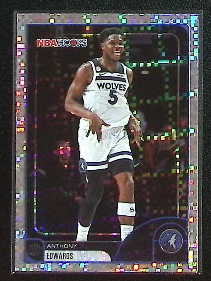 Anthony Edwards Light Burst 2025-26 Topps NBA Hoops #195 Minnesota Timberwolves: Topps Basketball NBA Trading & Sports Cards, Sports Cards for Sale Near Me, Chrome, Refractor, SP, SSP, Valuable Auction Memorabilia Lots Sold On Line, NBA Championship & Hall of Fame Player Cards