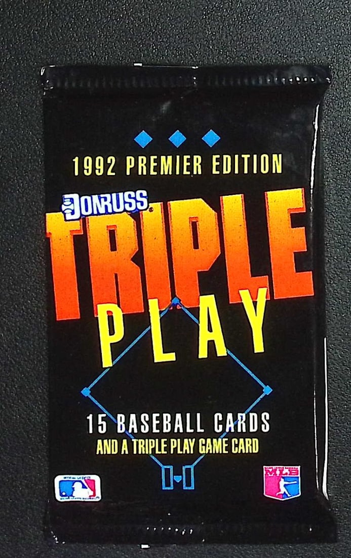 1992 Donruss Vintage PREMIER EDITION TRIPLE PLAY Baseball Card Retail Box Wax Pack: Vintage Valuable Donruss Baseball MLB Trading & Sports Cards, Robin Yount, George Brett, Rickey Henderson, Nolan Ryan, Old Sports Cards for Sale Near Me, World Series & hall of Fame Players, Auction M