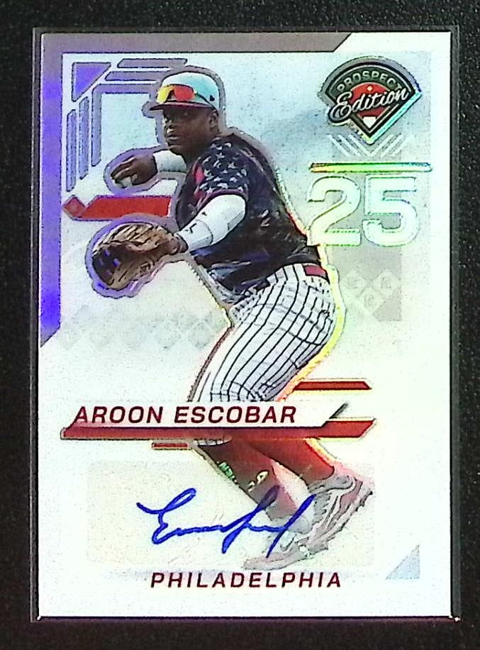 Aroon Escobar Silver Prizm Auto 2025 Panini Prospect Edition #158 Philadelphia Phillies: Panini Baseball MLB Trading & Sports Cards, Sports Cards for Sale Near Me, Prizm, Mosaic, Select, SP, SSP, Auction Memorabilia Lots for Sale On Line, World Series & Hall of Fame Players