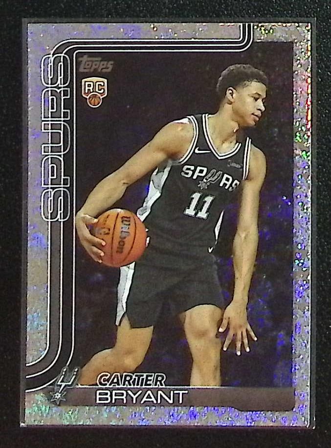 Carter Bryant Rookie Card Holo Foil 2025-26 Topps #214 San Antonio Spurs: Topps Basketball NBA Trading & Sports Cards, Sports Cards for Sale Near Me, Chrome, Refractor, SP, SSP, Valuable Auction Memorabilia Lots Sold On Line, NBA Championship & Hall of Fame Player Cards