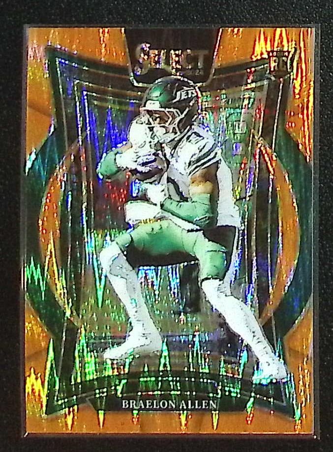 Braelon Allen Rookie Card Orange Shock Prizm /499 2024 Select #10 New York Jets (1 of 2)