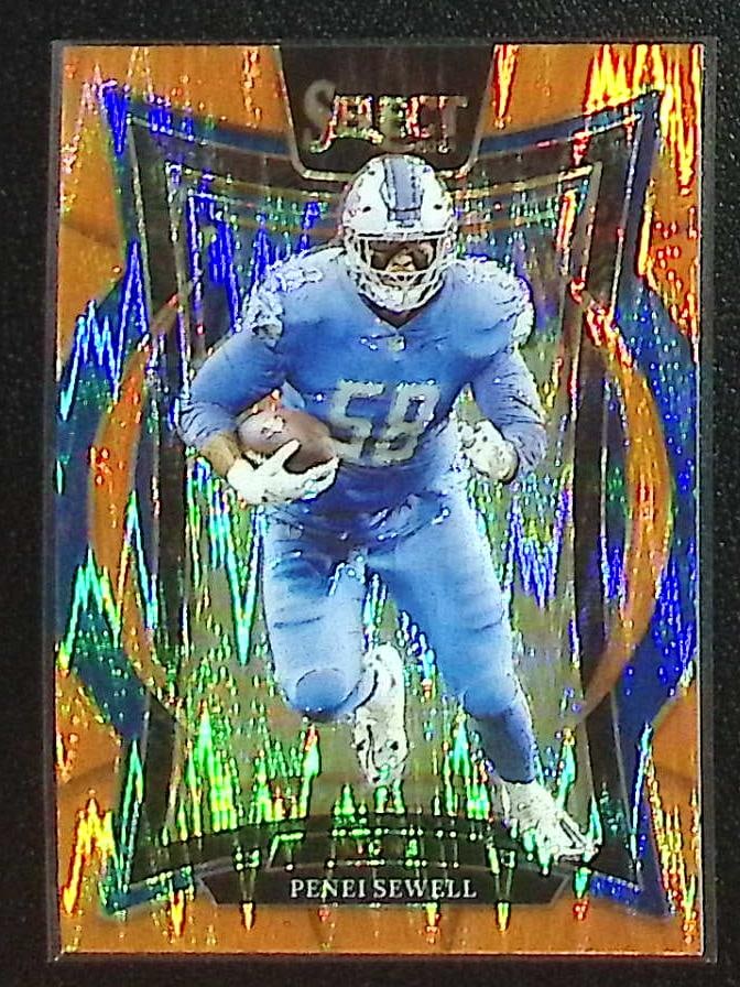 Penei Sewell Orange Shock Prizm /499 2024 Select #87 Detroit Lions: Panini Select, Prizm, Mosaic, Contenders, Zenith, Phoenix, Illusions, Absolute, Rookie NFL Sports Trading Cards, SP, SSP, Cards, Football Cards for Sale Near Me, Superbowl & Hall of Fame Player Cards,