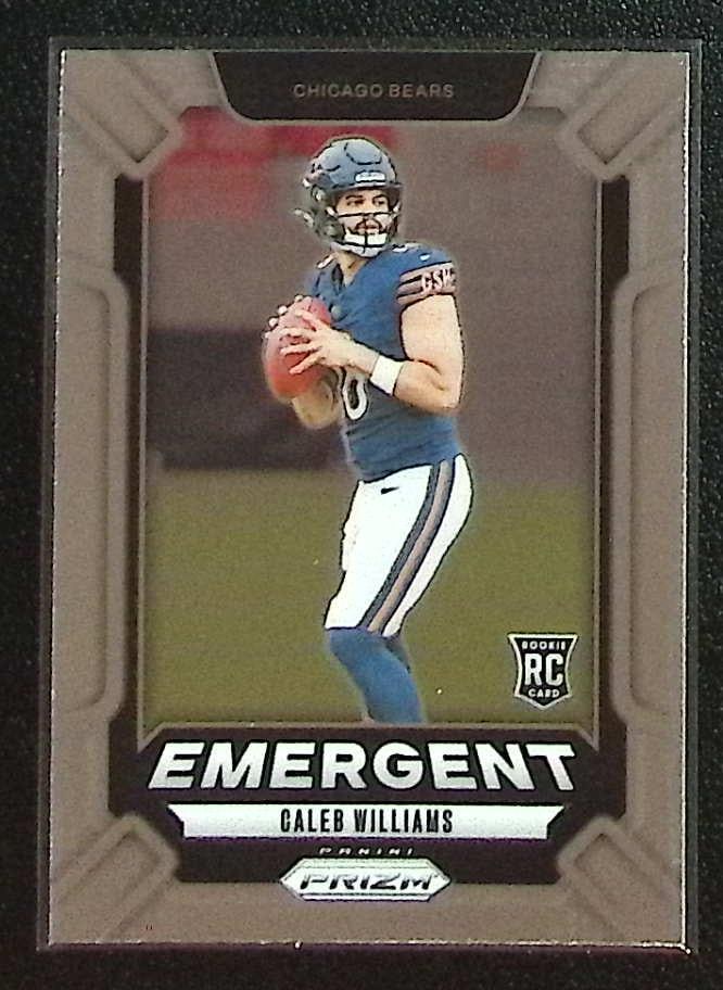 Caleb Williams Rookie Card Emergent 2024 Panini Prizm #1 Chicago Bears: Panini Select, Prizm, Mosaic, Contenders, Zenith, Phoenix, Illusions, Absolute, Rookie NFL Sports Trading Cards, SP, SSP, Cards, Football Cards for Sale Near Me, Superbowl & Hall of Fame Player Cards,