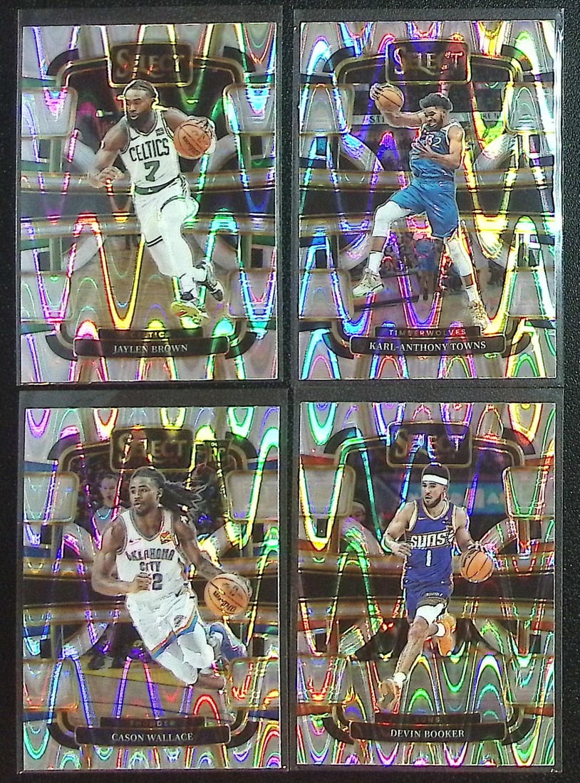 Lot of 4 2023-24 Select NBA Tectonic Prizms. Brown, Anthony-Towns, Wallace RC, Booker: Panini Select, Prizm, Mosaic, Contenders, Revolution, Phoenix, NBA Hoops, Rookie NFL Sports Trading Cards, Silver, SP, SSP, Wave Prizms, Numbered Cards, Basketball sports Cards for Sale Near Me, NBA C