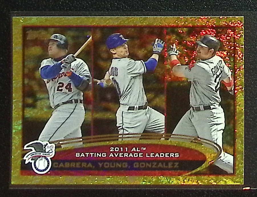 Miguel Cabrera/Michael Young/Adrian Gonzalez Gold Sparkle Foil 2012 Topps #239: Topps Baseball MLB Trading & Sports Cards, Sports Cards for Sale Near Me, World Series & Hall of Fame Players Memorabilia, Refractors, X-Fractors, Numbered, SP, SSP, Valuable Auction Memorabilia Lots 