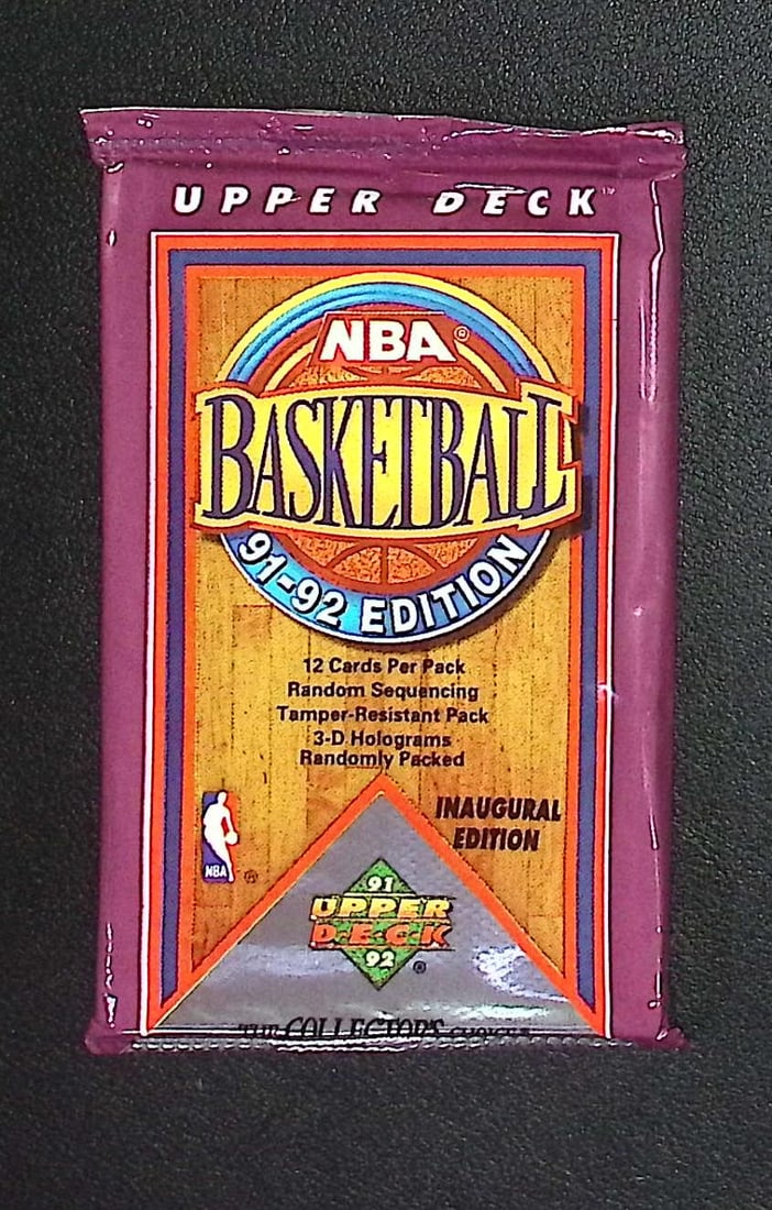 1991-92 Upper Deck Inaugural Edition Basketball Retail Box Wax Pack: Vintage Valuable Basketeball NBA Trading & Sports Cards Sold On Line, Michael Jordan, Chicago Bulls, David Robinson Rookie Card, Shawn Kemp Rookie Card, Magic Johnson, Larry Bird, Tim Hardaway RC, Old