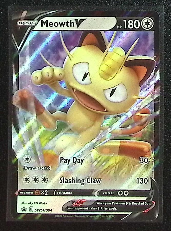 Pokemon Sword & Shield Promo Meowth V #SWSH004: Pokemon Trading Card Game Cards, Charizard, Pikachu, Mewtwo, Reverse Holo, Holo Rare, Secret Rare Cards, Full Art Cards, Eevee, Ultra Rare Card, Illustration Rare, Special Illustration Rare SIR