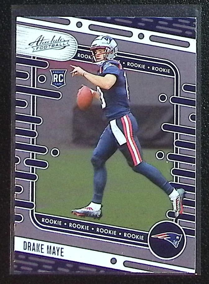 Drake Maye Rookie Card 2024 Panini Absolute #103 New England Patriots: Panini Select, Prizm, Mosaic, Contenders, Zenith, Phoenix, Illusions, Absolute, Rookie NFL Sports Trading Cards, SP, SSP, Cards, Football Cards for Sale Near Me, Superbowl & Hall of Fame Player Cards,