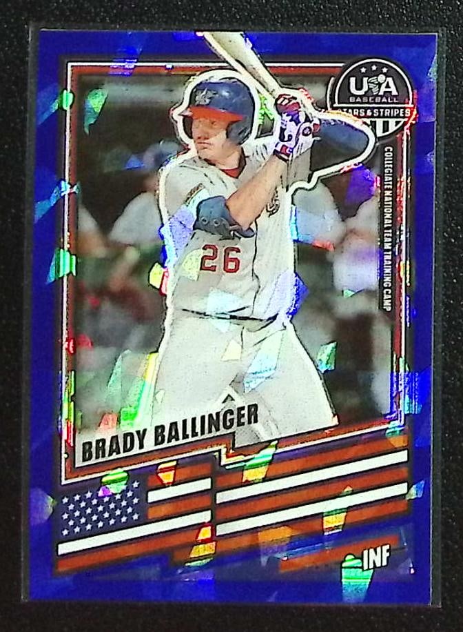Brady Ballinger Blue Ice /99 2026 Panini USA Baseball Stars & Stripes #124: Panini Baseball MLB Trading & Sports Cards, Sports Cards for Sale Near Me, Prizm, Mosaic, Select, SP, SSP, Auction Memorabilia Lots for Sale On Line, World Series & Hall of Fame Players