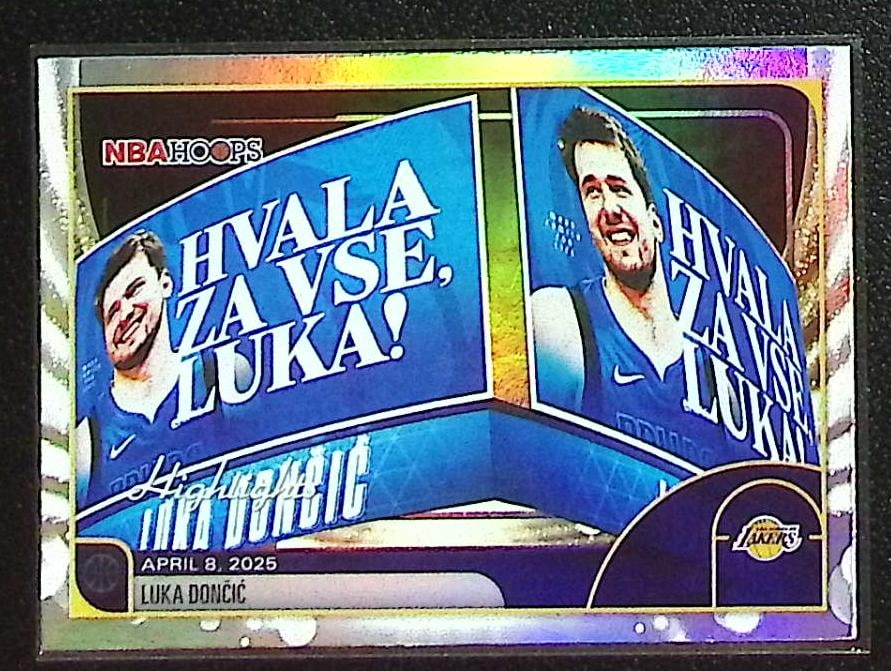 Luka Doncic Highlights 2025-26 Topps NBA Hoops #269 Los Angeles Lakers: Topps Basketball NBA Trading & Sports Cards, Sports Cards for Sale Near Me, Chrome, Refractor, SP, SSP, Valuable Auction Memorabilia Lots Sold On Line, NBA Championship & Hall of Fame Player Cards