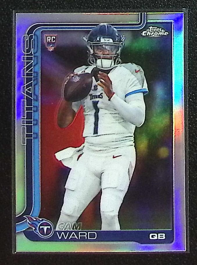 Cam Ward Rookie Card Refractor 2025 Topps Chrome #314 Tennessee Titans: Topps Football NFL Trading Sports Cards, Sports Cards for Sale Near Me, Super Bowl & Hall of Fame Player Cards, Resurgence, Composite, SP, SSP, Valuable Auction Memorabilia Lots For Sale On Line