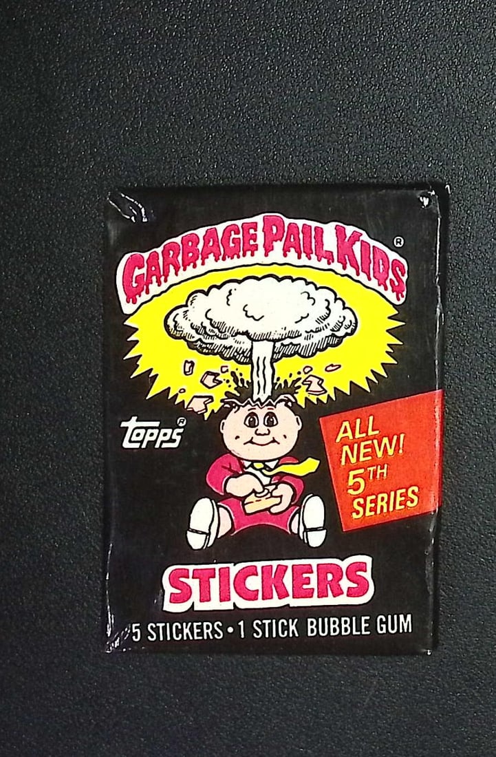 1986 Topps Vintage Garbage Pail Kids Retail Box Wax Pack - 5th Series: Sealed Packs this old have no card quality guarantees - Topps Trading Cards Sold on Line, Auction Lots for sale on line, Trading Card Stickers