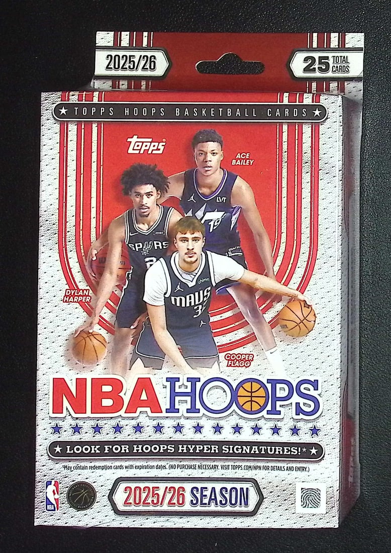 2025 Topps NBA Hoops Basketball HANGER BOX: Cooper Flagg & Kon Kneuppel Rookie Cards (1 of 1)