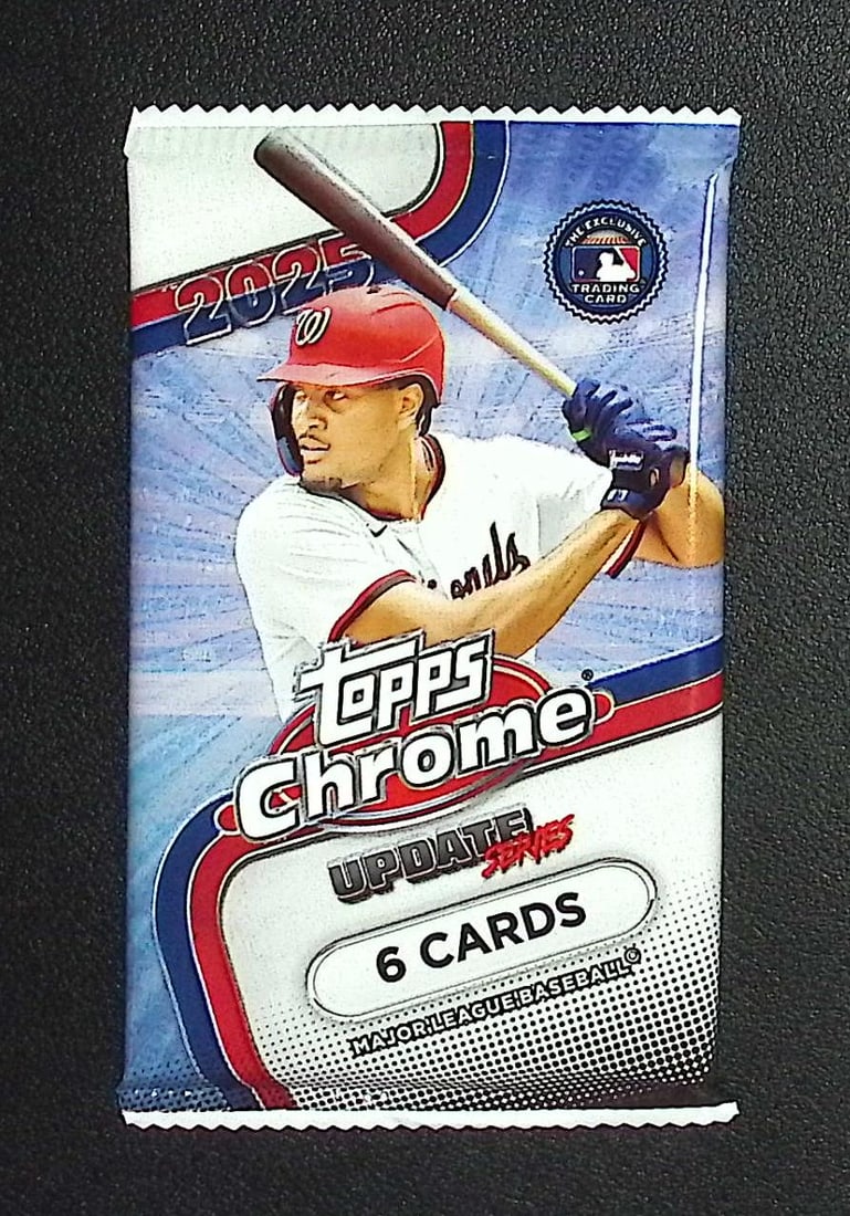 2025 Topps Chrome Update Series Baseball Cards MEGA BOX PACK Sports Cards James Wood Rookie Card: Factory Sealed Topps Baseball MLB Trading & Sports Cards, Rookie Cards in this set are James Wood, Dylan Crews, Speckled, SP, SSP, Variations, Autographs, Chrome, Refractors, Sports Cards for Sale Nea