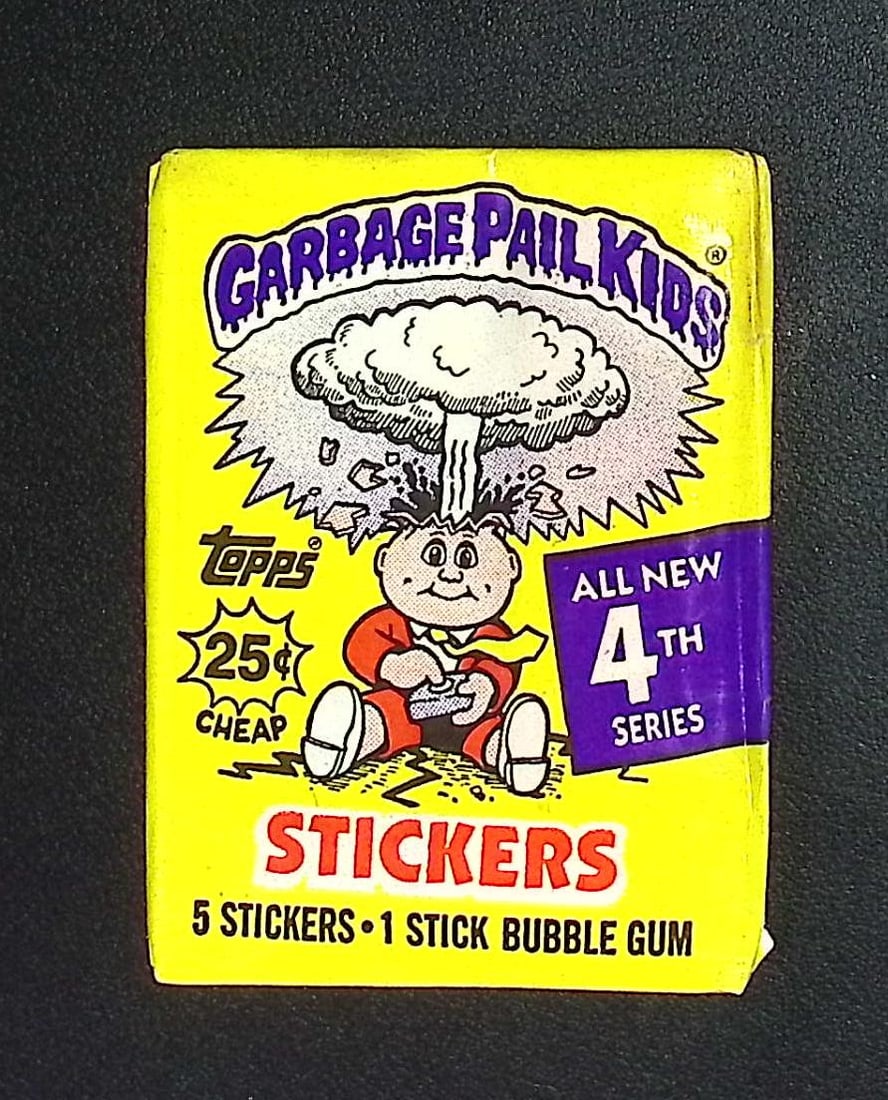1986 Topps Vintage Garbage Pail Kids Retail Box Wax Pack - 4th Series: Sealed Packs this old have no card quality guarantees - Topps Trading Cards Sold on Line, Auction Lots for sale on line, Trading Card Stickers