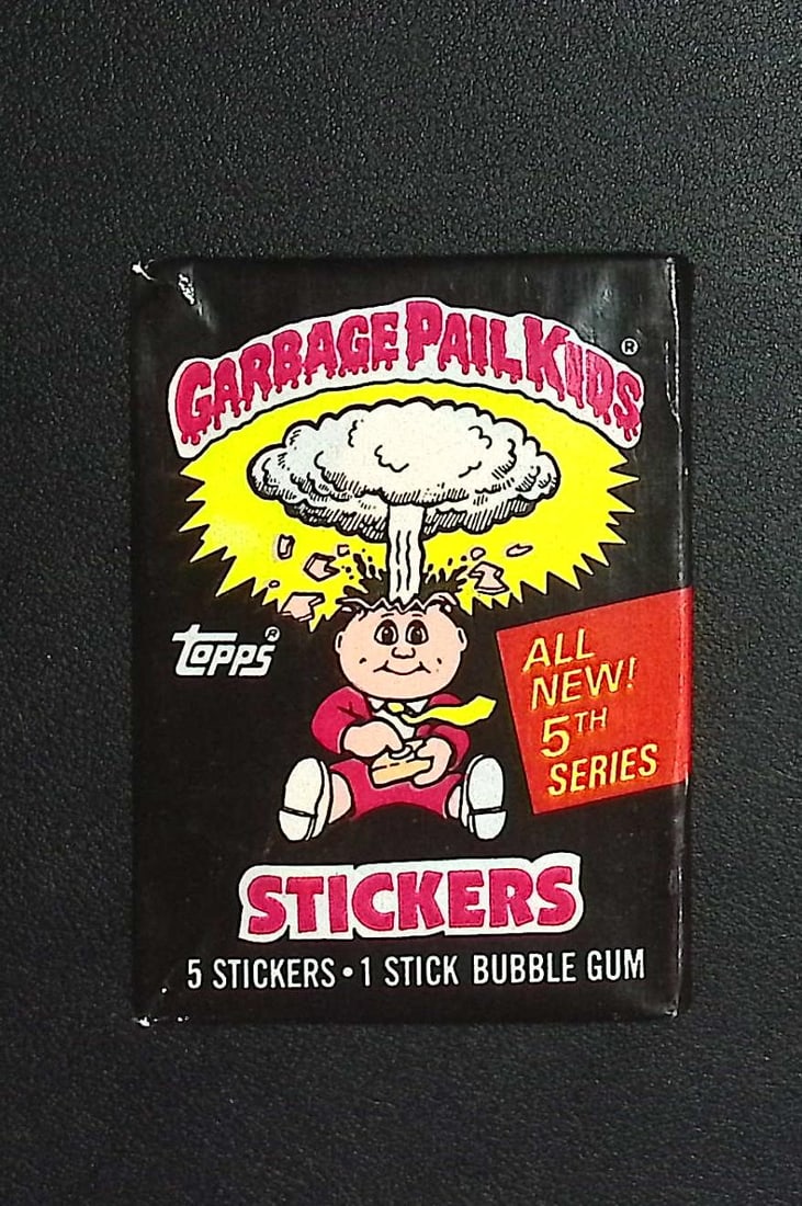 1986 Topps Vintage Garbage Pail Kids Retail Box Wax Pack - 5th Series: Sealed Packs this old have no card quality guarantees - Topps Trading Cards Sold on Line, Auction Lots for sale on line, Trading Card Stickers