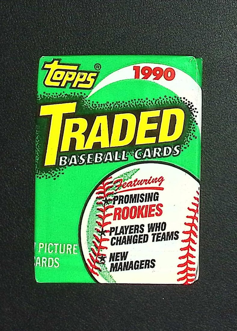 1990 Topps TRADED SERIES Vintage Baseball Cards Retail Box Wax Pack Sports Cards: Topps Vintage Rookie MLB Trading Cards, Frank Thomas Rookie Card, Bo Jackson, Cal Ripken, Nolan Ryan, Ken Griffey Jr All-Star Roopkie Cup Card, Sports Cards for Sale Near Me, World Series & Hall of Fa