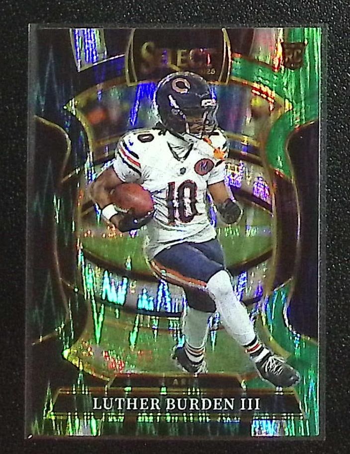 Luther Burden Rookie Card Black/Green Shock Prizm 2025 Select #72 Chicago Bears (1 of 2)