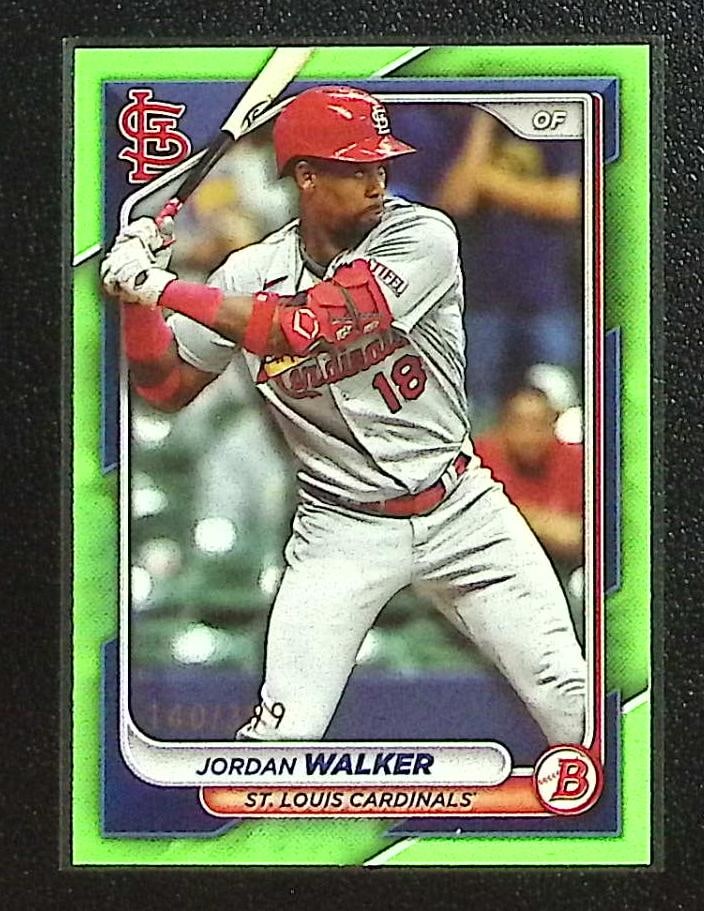 Jordan Walker Neon Green /399 2024 Bowman #29 St. Louis Cardinals: Bowman Baseball MLB Trading & Sports Cards, Sports Cards for Sale Near Me, World Series & Hall of Fame Players, SP, SSP, Chrome, 1st Bowman, Auction Memorabilia Lots Sold On Line